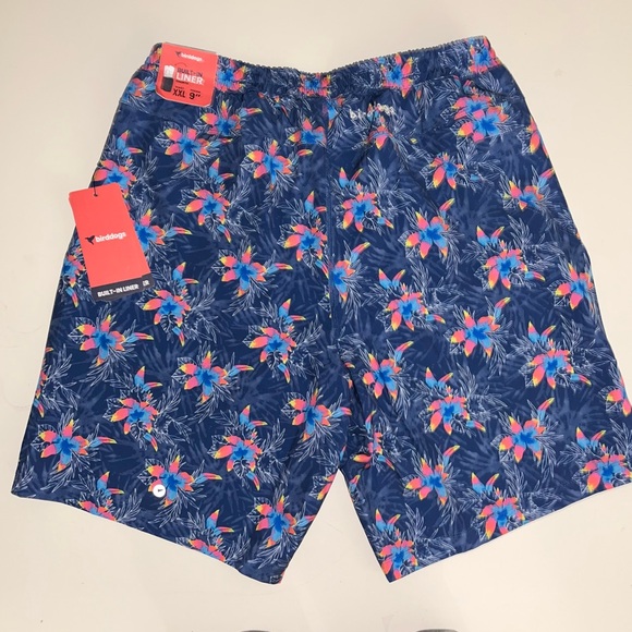 Birddogs Blue and Pink Athletic Shorts Vibrant Floral Design - Picture 4 of 7